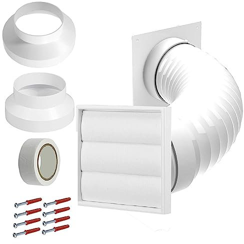 SPARES2GO Universal Cooker Hood External Vent Kit 4 5 6 100mm 125mm 150mm Exterior Wall Duct Set (White)