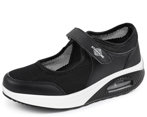 STUNAHOME Women's Orthopedic Air Cushion Shoes Casual Mesh Comfortable Working Nurse Shoes Lightweight Platform Mary Jane Sneakers Breathable Walking Running Trainers
