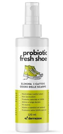 Dermazoo Probiotic Fresh Shoe Deodorante Scarpe 120 ml - Deodorante per Scarpe Formula Elimina Odori - Spray Scarpe Antiodore Naturale al 100% per Neutralizzare Cattivi Odori e non Lascia Aloni