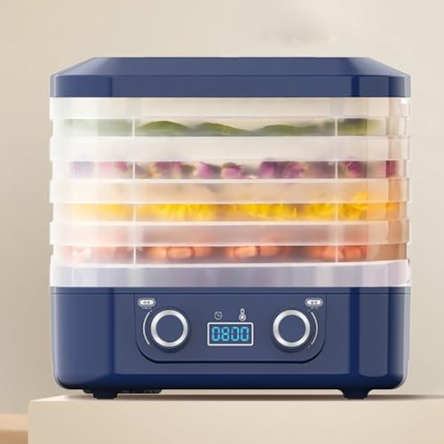 TT-YEC Household Food Dehydrator with 5-Layer Tray Fruit Dryer, 30-70° Temperature Control, 48-Hour Timer, 360° Circulating Hot Air, Suitable for Herbs, Meat, Dried Fruit Dehydrator,Blue