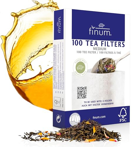 finum® 100 TEA FILTERS M Teebeutel Für Losen Tee aus Papier Biologisch Abbaubar Teefilter Papier FSC Zertifiziert Filterbeutel Für Tassen und Kannen (36)