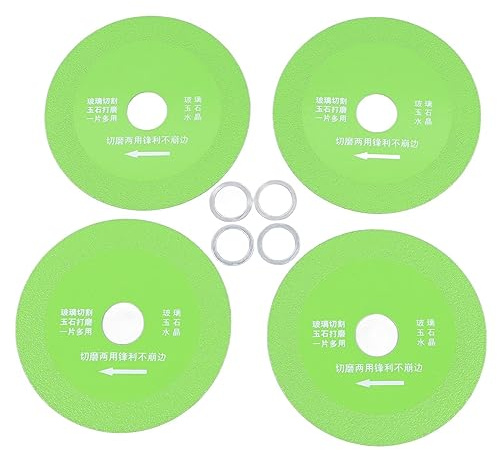 Tyenaza 4 pezzi Dischi da taglio per vetro, lama sottile per taglio e molatura di vetro, giada, cristallo, piastrelle, ceramica, diametro 10 cm (verde)