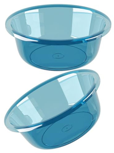 Thickened Plastic Washbasin 2Pcs Multi-Functional Basin for Washing Feet Vegetables and Face Stylish Blue Color Size 10.2X7.9X3.9 Inches