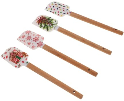 Pretyzoom Spatola in Silicone a Tema Natalizio Per Cucina E Pasticceria Raschietto Per Torte Con Manico Liscio Utensile Versatile Per Mescolare Servire E Girare Cremosi Dolci 9 Pollici