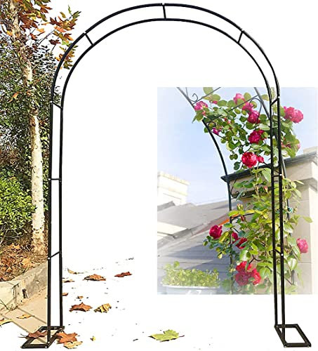 Arche de jardin en métal solide et étanche pour plantes grimpantes, installation facile, arche de rose multifonctionnelle pour jardin, noir, 1,8 m x 2,2 m