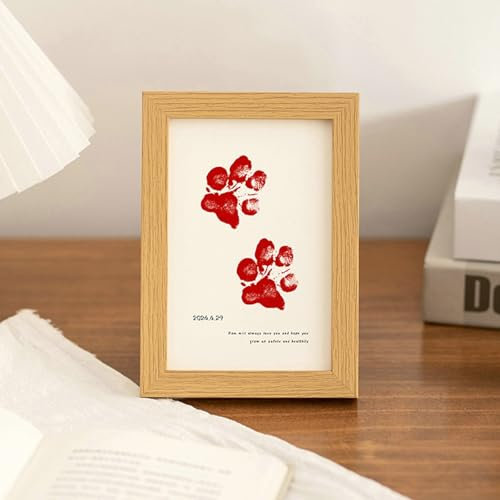 Ayoiow Photo Frame 18x13 cm Holz Mdf Fotorahmen Baby Oder Haustierfußabdruck für Hochzeiten Fotorahmen Tisch