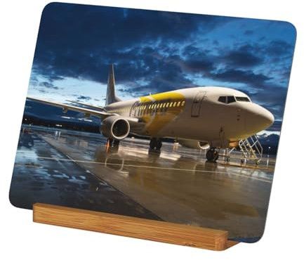 KSANNNS Bedruckter Bilderrahmen mit Flugzeug im Abendlicht, resistent gegen Herunterfallen und langlebig