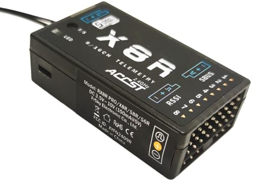 Kznifmk Receptor X8R de 8 Canales o 16 Canales de 2,4 GHz con Antena para TX16S, TX18S, Jumper, XJT, X9D Plus, X12S, X-Lite Pro, ACCST y RSSI y SBUS