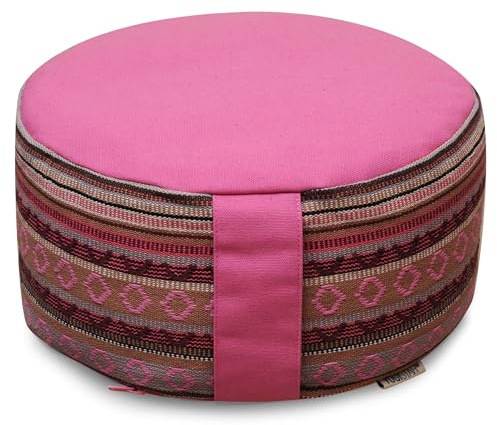 Yogistar Meditationskissen - Rund - Ethnic - Organic Cotton (Inka/Raspberry)