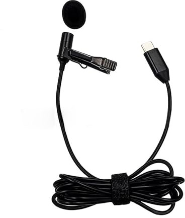 Microfono lavalier nero con cavo di tipo C per action camera 3/4 ad alta sensibilità