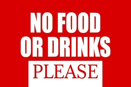 No Food Or Drinks Please Full Color Business Retail Counter Informational Sign |Plastic |Single-sided |12w x 8h