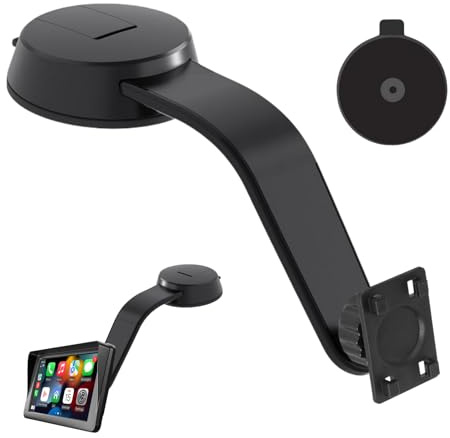 Epronic Support à Ventouse pour Écran Carplay, Bras Réglable en Alliage d'aluminium, Support de Tableau de Bord Discret avec Disque Adhésif Puissant de 78mm pour Support d'écran de Voiture