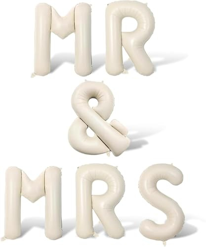 JUSTOTRY 40 Zoll Jga Luftballons mit MR und MRS Buchstaben für Junggesellenabschied Frauen und Hochzeit,Beige Jumbo Bride to Be Ballons für Jga Accessoires Frauen und Bachelorette Party Deko
