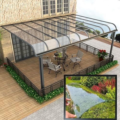 1.2mm Polycarbonat UV Dachplatten Gewächshaus Platten Stegplatten,Stoßfestes Transparente PC Endurance Board,Vordach for Dach,Carport,Terrasse,Wintergarten,Leicht Zu Schneiden(1.22x4m(4*13.1ft))
