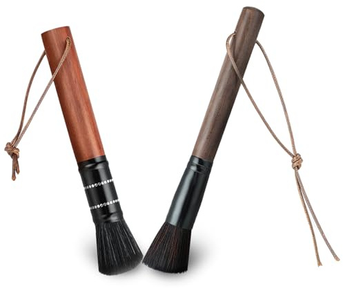 ISHEWUDU 2-Pack Coffee Cleaning Brush with Wooden Handle & Soft Bristles, for Coffee Grinder/Machine, Espresso Steam Cleaner Brush, Portafilter Accessories Tool