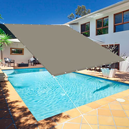 Vela parasole resistente impermeabile 3 x 3,5 m, protezione del 98%, baldacchino rettangolare con corda, per patio, giardino, terrazza esterna, tessuto ombreggiante cachi