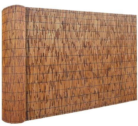 Valla de bambú para exteriores de 153 cm, pantalla de privacidad para patio y balcón, valla decorativa de listones fácil de cortar, duradera y resistente a la intemperie