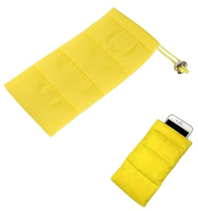 FUGLUS Thermo Handyhülle Tasche Universal Daunen Pouch Handysocke Weihnachten Geschenke für Smartphones Handy Winter Handyhülle Kompatibel iPhone 14 13 12Plus X, Samsung Galaxy ，Universell (Gelb)