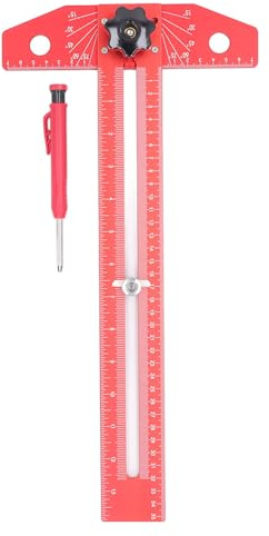 Righello a T in Alluminio con Goniometro, Squadra Falegname Multiangolo, Pennarello Inclusa - Resistente alla Corrosione, Misurazione Accurata 15° - 90°, Utile per Regolazioni e