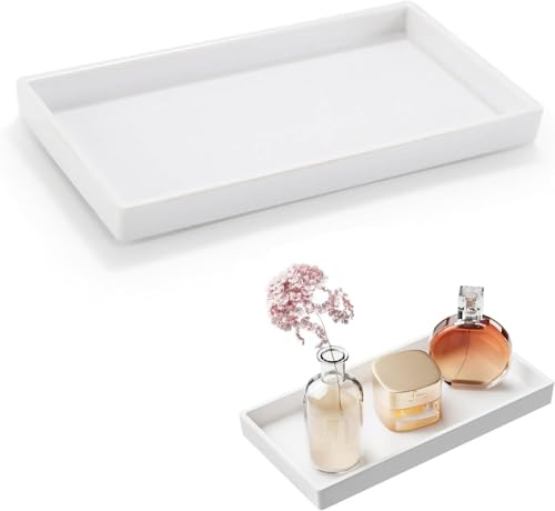 JOYOLA Bathroom Vanity Tray, 22 * 12 * 2cm Trays for Cosmetics Rectangular, Rectangle Jewelry Tray, Decorative Trinket Dish for Perfume, Cosmetic, Soap Dispenser, Candle, Kitchen Sink