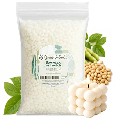 Gran Velada - Cera de Soja para Moldes 5 Kg | Cera Natural de Origen Vegetal para Velas Caseras | Vegana para Moldes y Figuras Decorativas | Alto punto de fusión