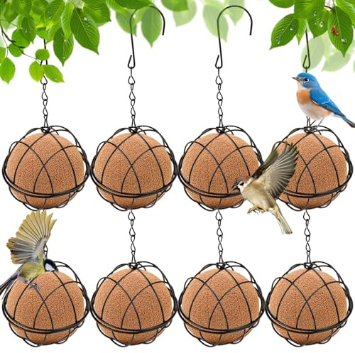 8 Stück Meißenknödelhalter Vogelfutterstation,Meisenknödel Halterung Zum Aufhängen Meisenknödelhalter Metall Vogelfutterspender, Futterstation Vögel Für Wildvögel Garten Balkon
