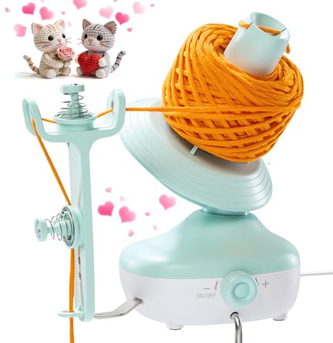Avvolgifilo Elettrico,Mini Organizzatore Filati Senza Amanti dell'uncinetto | Avvolgimento Automatico,con Doppia Molla di Tensione e Regolazione Continua Della Velocità,Compatto (7oz) Pretty Cake (Menta)
