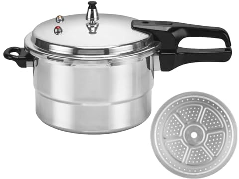 Olla a presión versátil, olla de cocción lenta de 5 litros, olla de 8.66 x 9.53 pulgadas con inserto de vapor, herramienta de cocción de aleación de aluminio, olla multiusos con diseño resistente al