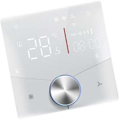 HUSHUI Wifi-termostat Touch Control Energieffektiv 2-rörs Luftkonditioneringskontroll för Moderna Hem PC-material 1 Enhet (Vit)