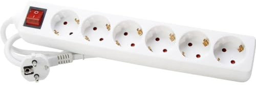 Kopp 120913004 Steckdosenleiste 6-Fach mit beleuchtetem Schalter arktis-weiß, Zuleitung 1,4m