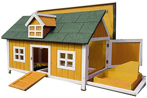 Eggshell CHICKEN COOP WITH SECURE INTERNAL NEST BOX REMOVABLE CLEANING TRAY AND HEN HOUSE POULTRY ARK HOME NEST BOX COUP WITH SLIDE OUT CLEANING TRAY