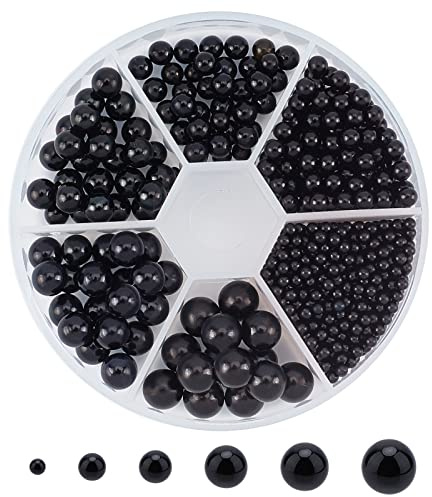 PH PandaHall Über 1113 Stück 6 Größen keine Löcher/ungebohrt imitierte Perlen für Vase Füllstoffe, Hochzeit, Party, Dekoration, schwarz (2,5 mm, 4 mm, 5 mm, 6 mm, 7 mm, 8 mm)