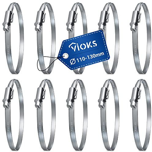 VIOKS Schlauchschellen SET 10x Schellen SET 110-130mmØ / Schlauchschellen Edelstahl SET/Schlauchschelle Waschmaschine/Edelstahl Schellen Poolschlauch/Edelstahl Schlauchschellen Waschmaschine