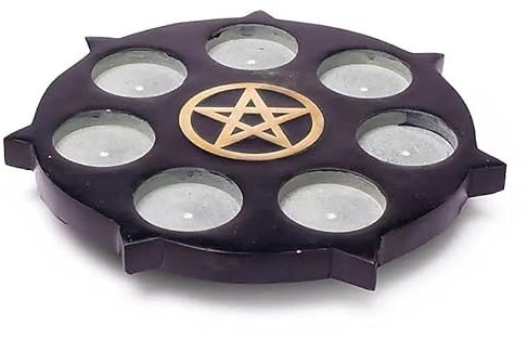 Teelicht-Halter Pentagramm aus schwarzem Speckstein - 25 cm