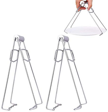 2 Pcs Stainless Steel Hot Bowl Clip Multifunction Hot Dish Lifter Microwave Oven Anti-scalding Clip Foldable Bowl Clip Cooking Tool for Kitchen