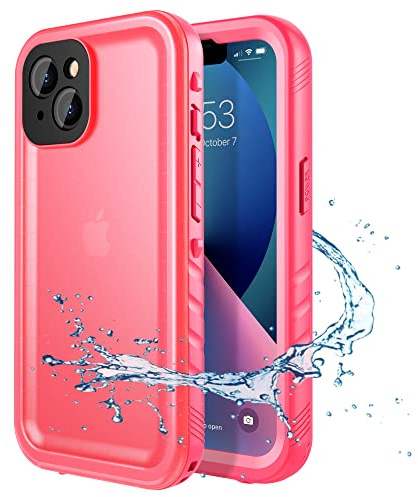 SPORTLINK Coque pour iPhone 13 Étanche 360 Antichoc, Rose | Incassable Militaire Intégrale, IP68 Waterproof, Double face solide renforcée pour chantier, avec protection écran et cordon