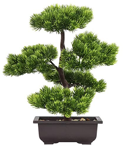 AIVORIUY Artificial Bonsai Tree Fake Plant Decoration Potted Tree Small Faux House Plants Plastic Japanese Pine for Home Indoor Office Fairy Garden Windowsill Desktop Display Zen Decor