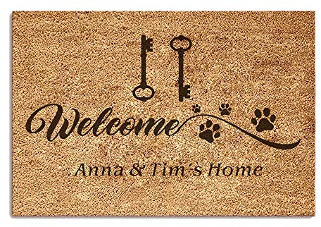 Personalised Door Mat Indoor Custom 400 x 600mm Coir Door Mats Decorative Doormat Inside Custom Doormat Floormat Home Decoration Welcome House Office Pet Floor Mat Keys for Xmas (Design 2)