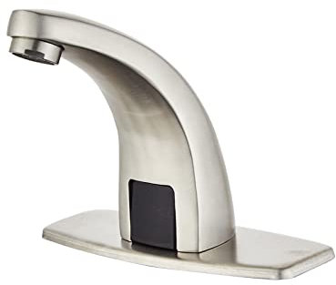 Infrarot Wasserhahn Bad Edelstahl Gebürstet Waschtischarmatur Sensor Wasserhahn für Waschbecken Bad Waschbeckenarmatur,Warmes und Kaltes Wasser