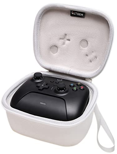 LTGEM EVA Protective Case Controller with 8Bitdo Ultimate 2/Ultimate Bluetooth Controller with Charging Dock - Shockproof, Water-Resistant, Portable Hand Strap (White)