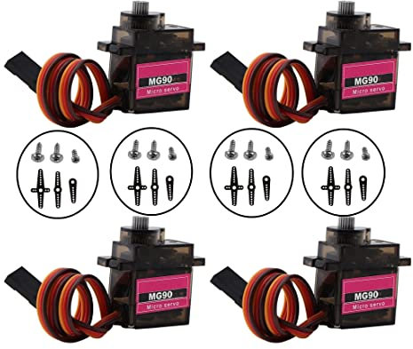 HUAZIZ 4 Pcs Micro Servo Motor, 9G Micro Servo Motor Kit für RC Roboter Arm/Hand/Walking Helikopter Flugzeug Auto Boot Steuerung mit Kabel, Mini Servos Arduino Project