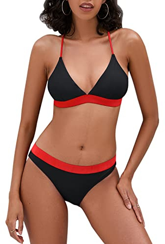 iSLASISIA Damen Bikini Set, Triangel, breites Unterbrustband, Bademode, Badeanzug