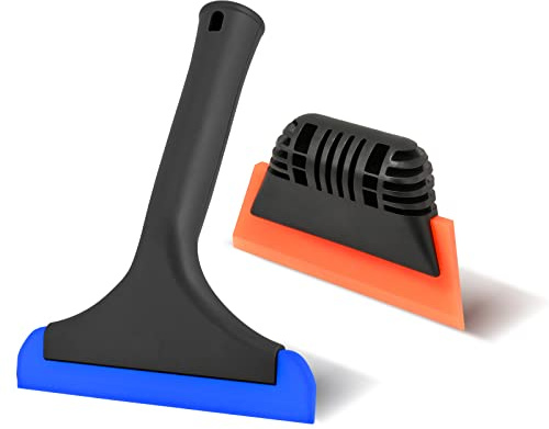 EHDIS 6'' Small Silicone Squeegee 5-inch Handy Small Rubber Window Shower Squeegee Auto Water Blade for Car Windshield, Window, Mirror, Glass Door, Ice Snow Removal Scraper Tool (Blue and Orange)