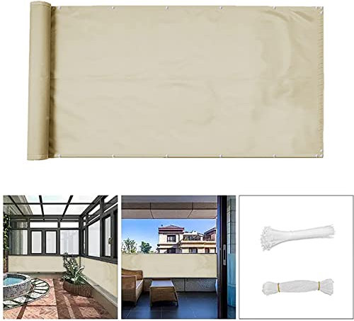 QINGLV Brise Vue Balcon 90x100cm Clôture De Protection De La Vie Privée Opaque RéSistant Aux IntempéRies Pare-Vue Brise Étanche pour Terrasse, Jardin, Piscine, Patio, Bordure -Beige