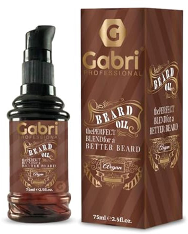 Gabri Beard Oil with Pump 75ml | Men's Beard & Skin Oil | Tames | Facial Hair Premium Formulation with Plant Extracts, Nourishes, Softens, Moisturises and Reduces irritation