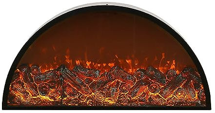 Yclty Runder Elektrischer Kamineinsatz, Dekorativer Kamin, Nicht Heizend, Realistischer 3D Flammeneffekt, Nur Eine Flammenfarbe, Fernbedienung (Color : Semicircular, Size : 60cm)