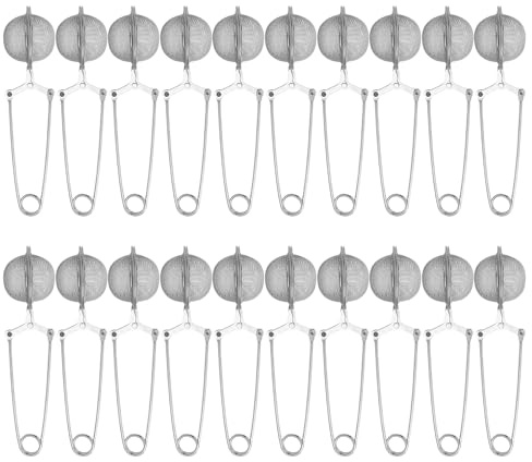 Snap Ball Tea Strainer, Voittozege 20 Pcs Premium Stainless Steel Tea Infuser with Handle Tea Infuser Filter with Tong Pincer Steeper Reusable for Loose Leaf Tea, Spices, Seasonings