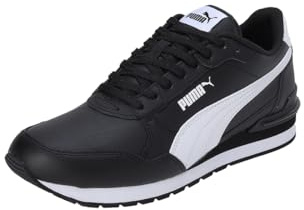 Puma unisex - vuxen ST Runner Leather Adult Sneakers, V4 BLACK- WHITE, 43 EU
