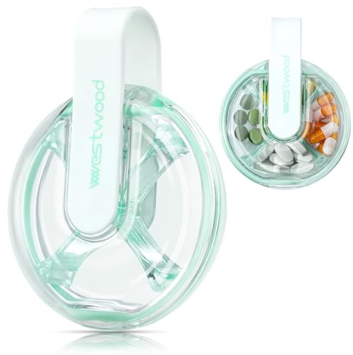 Pillendose Klein mit 4 Fächern, Tragbare Pillendose für Tasche oder Geldbörse- Mode Reise tablettendose-Organizer-Medikamentenbox für Vitamine, Medikamente und Nahrungsergänzungsmittel (Weiß)