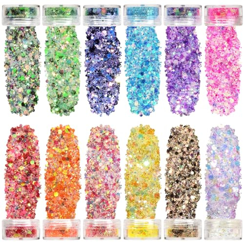 [12 Farben ] - LVZONGXIN Leuchtend Glitzer Für Schneekugel, Glas, Polyresin, DIY Glitzersteine, Luminous Glitter für DIY-Harz-Kunsthandwerk-Zubehör